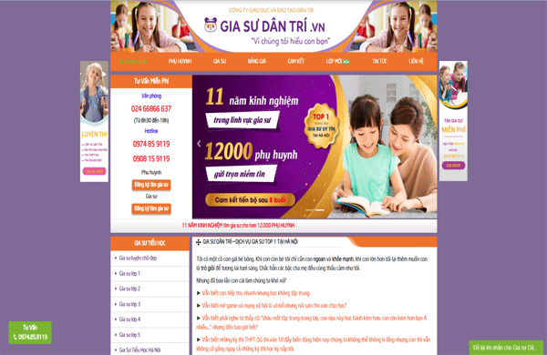 Mẫu thiết kế website trung tâm gia sư uy tín